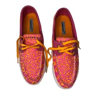 Sperry Women’s Canvas Animal Print Boat Shoes Size 8.5